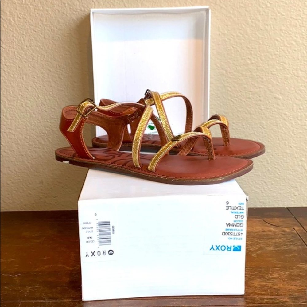 Roxy Gemma Gold Glitter Gladiator Sandals Size 6